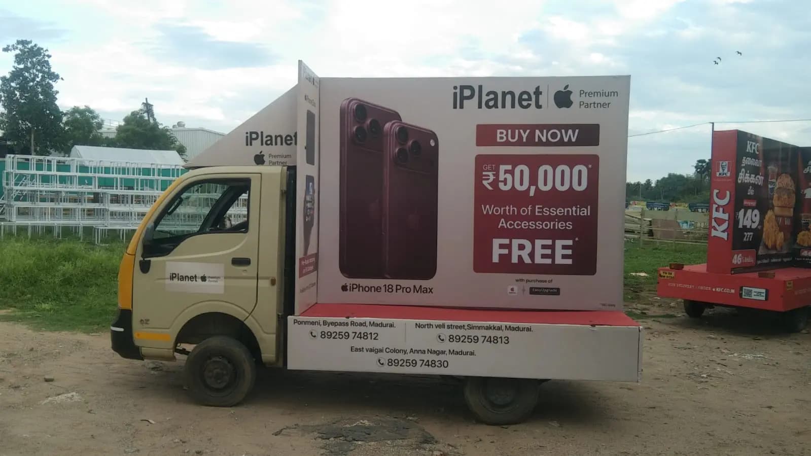 IPlanet iPhone offer branding on mobile ad van, side view