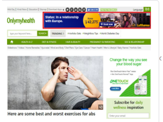 Advertising Banner on Only My Health, Website